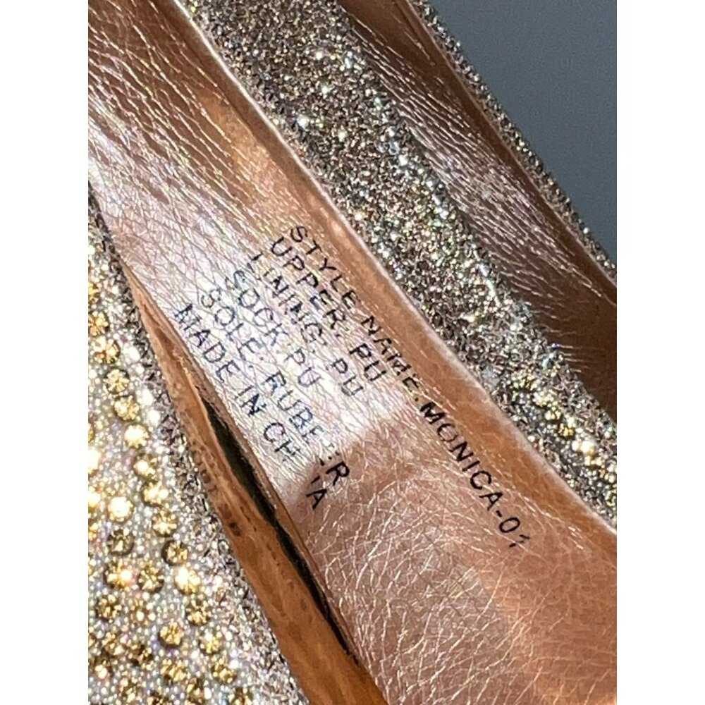 Divine Monica-01 Rhinestone Embellished Women's Platform Pumps in Gold Size 8 - Picture 5 of 10
